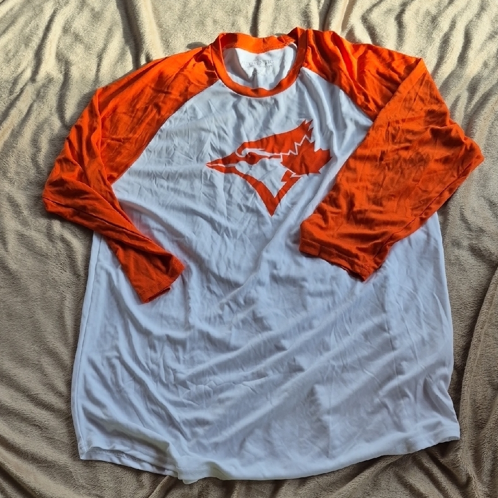 Men's Orange and White Raglan Long Sleeve Tee